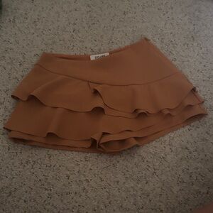 DO+BE Tan Ruffled Mini Skirt